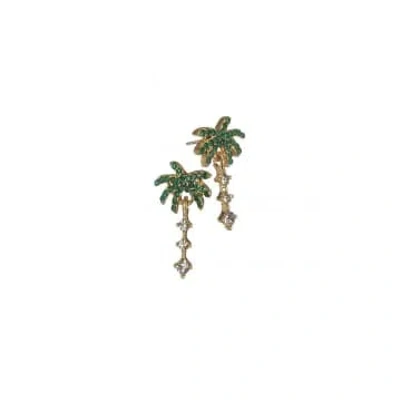 Hot Tomato Articulated Palm Tree Earrings In Green