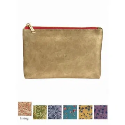 Hot Tomato Gold And Berry Glory Faux Leather Pouch In Brown