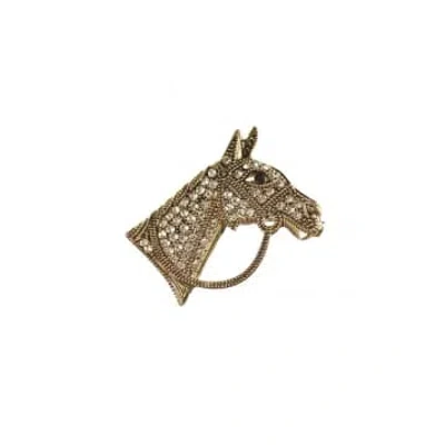 Hot Tomato Portrait Of A Horse Brooch In Gray