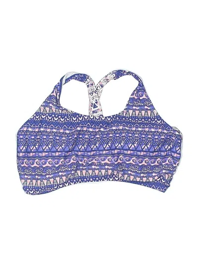 Pre-owned Hot Water Swimsuit Top Blue Paisley Pattern Swimwear