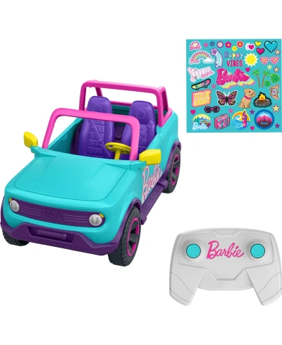 Hot Wheels Kids' Barbie Rc Suv And Stickers, Battery-powered Toy Truck, Fits 2 Barbie Dolls In No Color