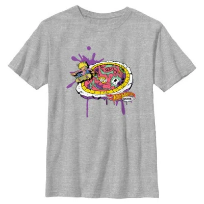 Hot Wheels Kids' Boy's  Animated Skating Badge Graphic T-shirt In Gray