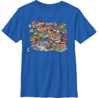 Hot Wheels Kids' Boy's  Challenge Skate Park Colors Graphic T-shirt In Blue