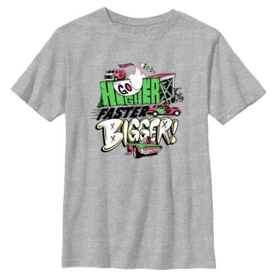 Hot Wheels Kids' Boy's  Go Higher Faster Bigger Graphic T-shirt In Gray