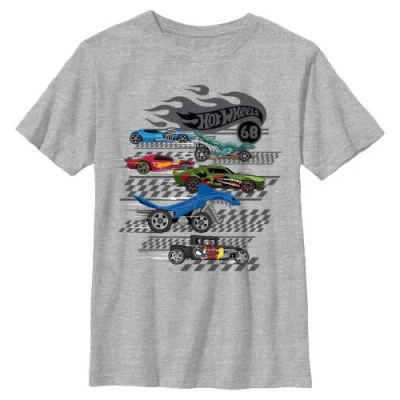 Hot Wheels Kids' Boy's  Racing Lineup Graphic T-shirt In Gray
