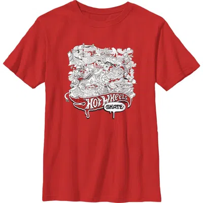 Hot Wheels Kids' Boy's  Skate Artistic Collage Graphic T-shirt In Red