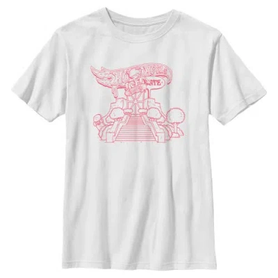 Hot Wheels Kids' Boy's  Skate Jumping Outline Graphic T-shirt In White