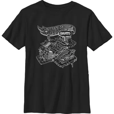 Hot Wheels Kids' Boy's  Skateboarding Park Outline Graphic T-shirt In Black
