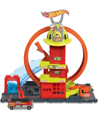 Hot Wheels Kids' City Super Loop Fire Station In Multi-color | ModeSens