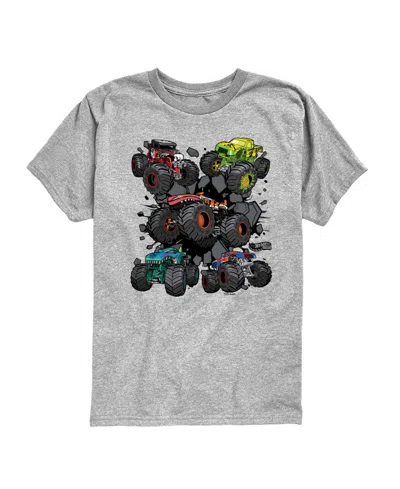 Hot Wheels Kids' Monster Truck Grids Youth Boys' 8-20 Short-sleeve Graphic T-shirt In Gray