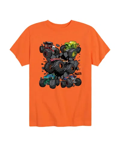 Hot Wheels Kids' Monster Truck Grids Youth Boys' 8-20 Short-sleeve Graphic T-shirt In Orange