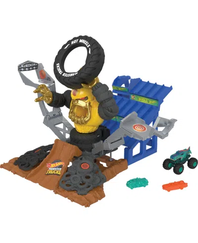 Hot Wheels Kids' Monster Trucks Arena Smashers Mega-wrex Vs Crushzilla Takedown Playset In Multi-color