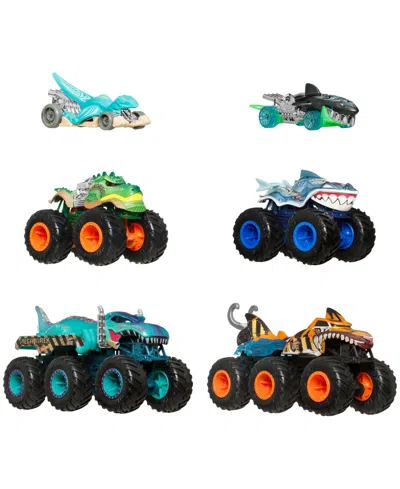 Hot Wheels Kids' Monster Trucks Sharks Vs Dinos Trucks And Cars In Black