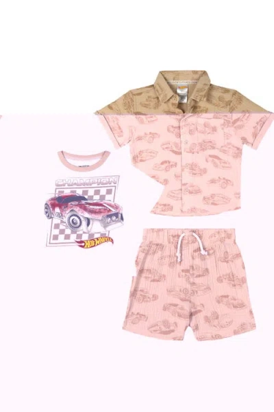 Hot Wheels Kids'  Racing Shirt Tee And Shorts Set In Pink