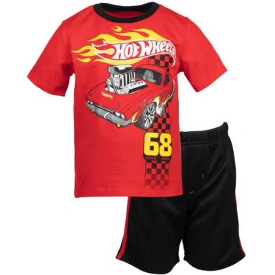 Hot Wheels Babies'  Silver Foil 2-piece Short Sleeve Graphic Tee And Shorts Outfit In Multi