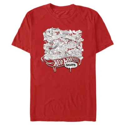 Hot Wheels Skate Artistic Collage  Graphic T-shirt In Red
