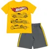 Hot Wheels T-shirt & Mesh Shorts Set In Yellow