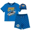 Hot Wheels T-shirt Shorts & Hat Set In Blue