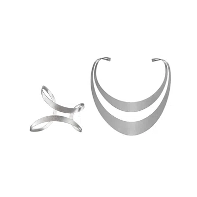 Hota Hota Jewellery Women's Silver Inception - Matte - Necklace & Palm Cuff Set