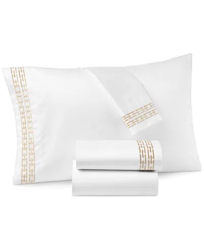 Hotel Collection Chain Links Embroidered 100% Pima Cotton 4-pc. Sheet Set, California King, Exclusively At Macy's In Gold