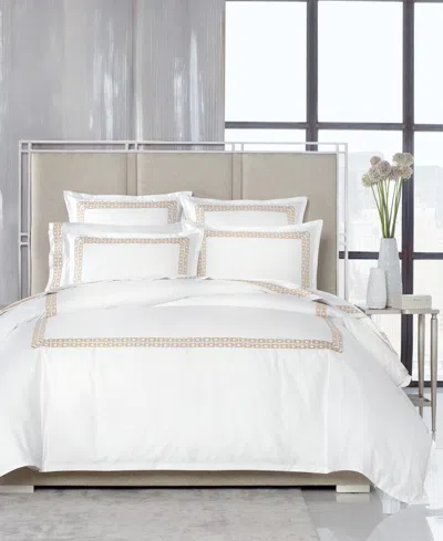 Hotel Collection Chain Links Embroidery 100% Pima Cotton Duvet Cover Set, Full/queen, Exclusively At Macy's In Champagne