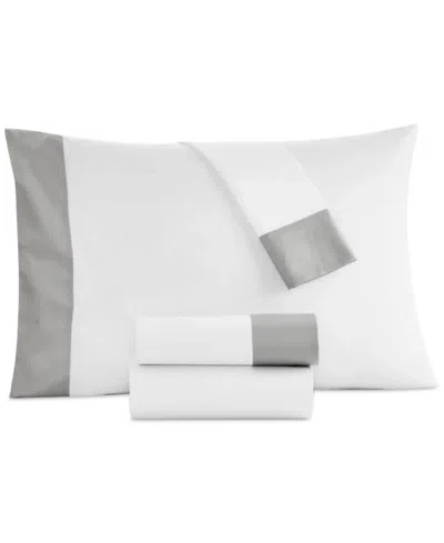 Hotel Collection Italian Percale Sateen Cuff Pillowcase Pair, Standard, Exclusively At Macy's In Silver