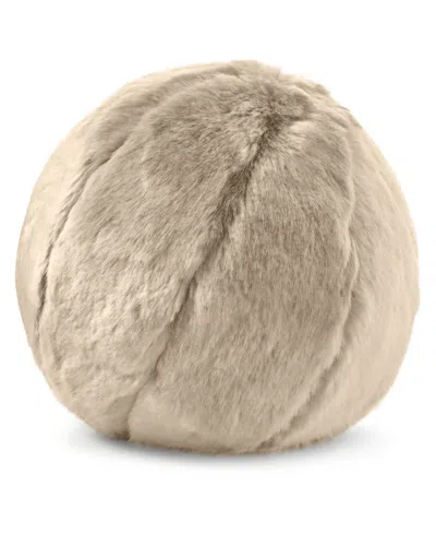 Hotel Collection Lynx Faux Fur Decorative Pillow, 10" Round, Exclusively At Macy's In Brown