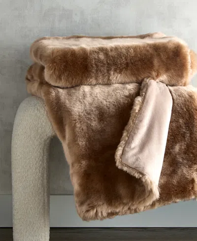 Hotel Collection Lynx Faux Fur Throw, 50" X 60", Exclusively At Macy's In Brown