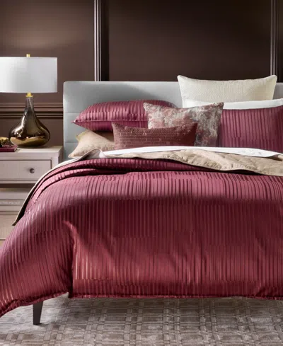 Hotel Collection Metallic Strie 3-pc. Comforter Set, King In Burgundy