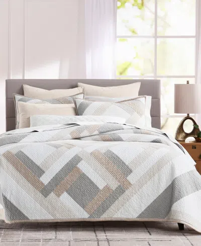 Hotel Collection Pieced Diamond Quilt, King, Created For Macy's In Ecru