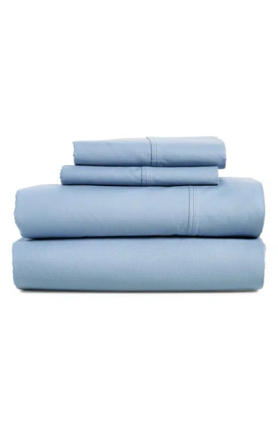 Hotel Espalma Solid 300 Thread Count 100% Cotton Percale Sheet Set In Blue