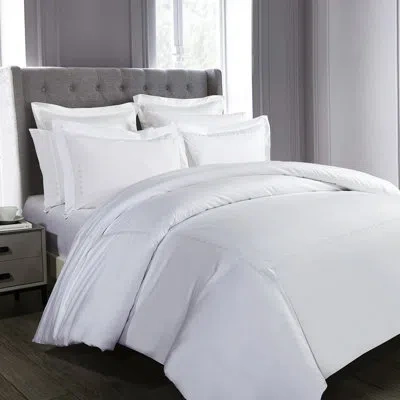 Hotel Grand Tencel Lyocell And Cotton Blend Embroi Standard Cotton 3 Piece Duvet Cover Set In White
