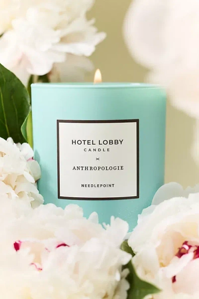 Hotel Lobby X Anthropologie Floral Needlepoint Boxed Glass Candle In Blue