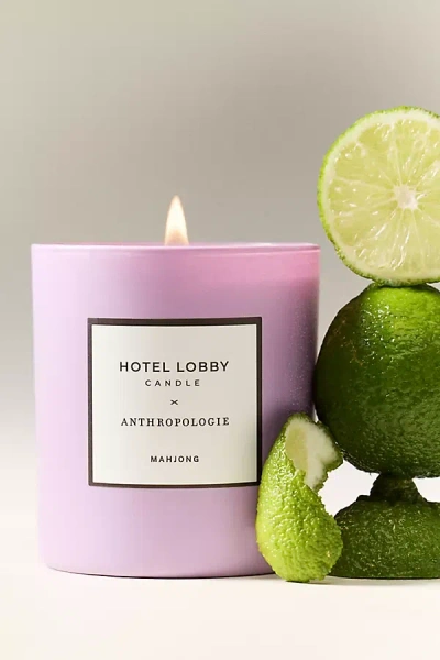 Hotel Lobby X Anthropologie Fresh Mahjong Boxed Glass Candle In Purple