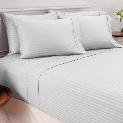 Hotel New York 4 Or 6 Piece Dobby Stripe Sheet Set In Platinum