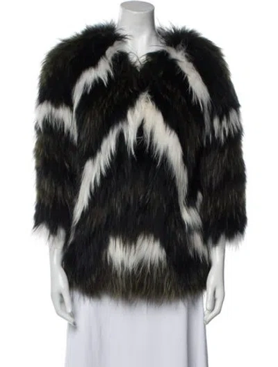 Pre-owned Hotel Particulier Fur Striped Fur Jacket In Black