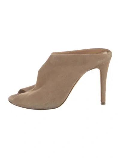 Pre-owned Hotel Particulier Suede Slides In Neutral