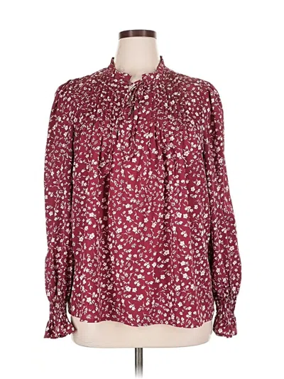 Pre-owned Hotouch Long Sleeve Blouse In Burgundy