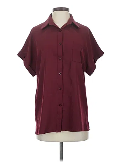 Pre-owned Hotouch Short Sleeve Blouse In Burgundy