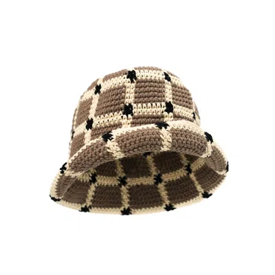 Hotpot Variety Women's Black / White / Brown Crocheted Bucket Hat In Tree Hugger In Green