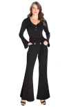 Hotsquash London Clothing Bell-bottom Jumpsuit With Collar Detail In Black