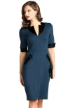 Hotsquash London Clothing Contrast Collar Short-sleeved Dress In Teal & Black