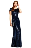 HOTSQUASH LONDON CLOTHING HOTSQUASH LONDON CLOTHING MERMAID SHAPE SEQUIN GOWN WITH COWL BACK