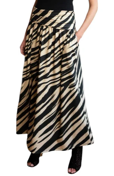 Hotsquash London Clothing Roll Top Maxi Skirt In Animal Stripe