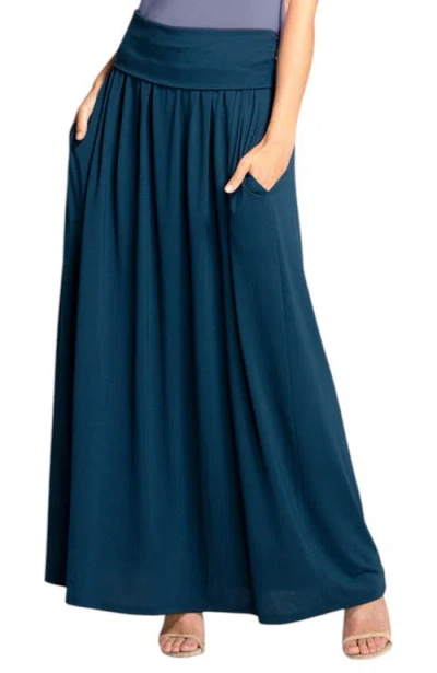 Hotsquash London Clothing Roll Top Maxi Skirt In Woodland Teal