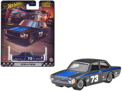 Hotwheels 1973 Volvo 142 Gl #73 Black With Blue Stripes And Hood "boulevard" Series Diecast Model Car By Hot W