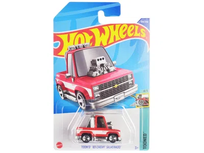 Hotwheels 1983 Chevrolet Silverado "toon'd" Pickup Truck Red And White "tooned" Series Diecast Model Car By Ho