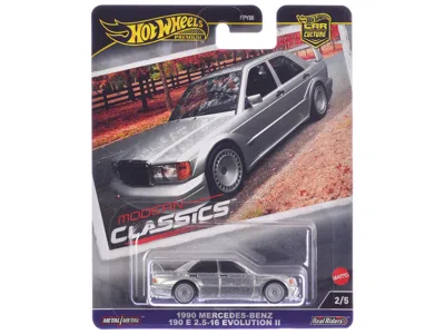 Hotwheels 1990 Mercedes-benz 190 E 2.5-16 Evolution Ii Silver Metallic "modern Classics" Series Diecast Model  In Gray