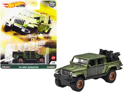 Hotwheels 2020 Jeep Gladiator Rubicon Pickup Truck With Two Motorcycles Green Metallic And Gray "hyper Haulers
