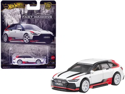 Hotwheels Audi Rs 6 Avant White With Stripes "fast Wagons" Series Diecast Model Car By Hot Wheels In Multi